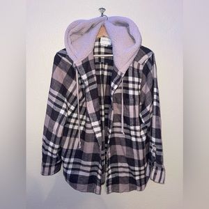 Mauve flannel with sherpa hood
